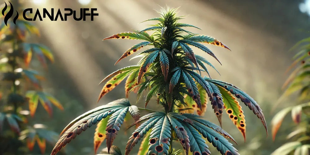 Barna foltok a Cannabis levelein