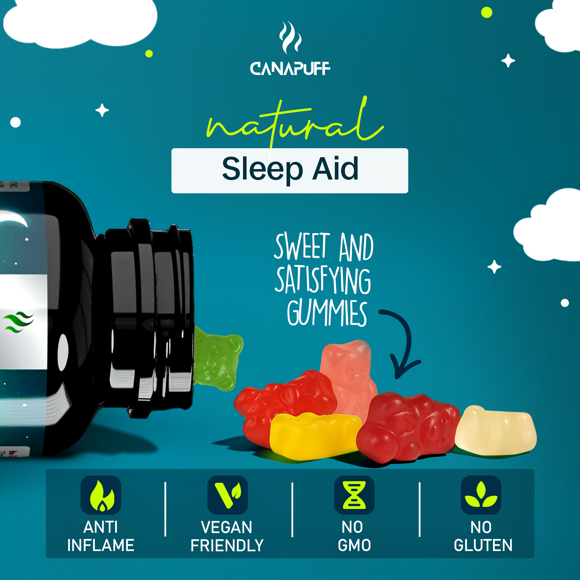 CBN+THC Gumicukorkák - Cherry-Canapuff