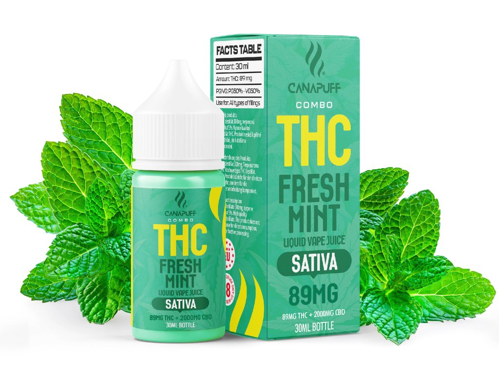THC Liquid 89mg 2000mg CBD Fresh Mint 30ml-Canapuff