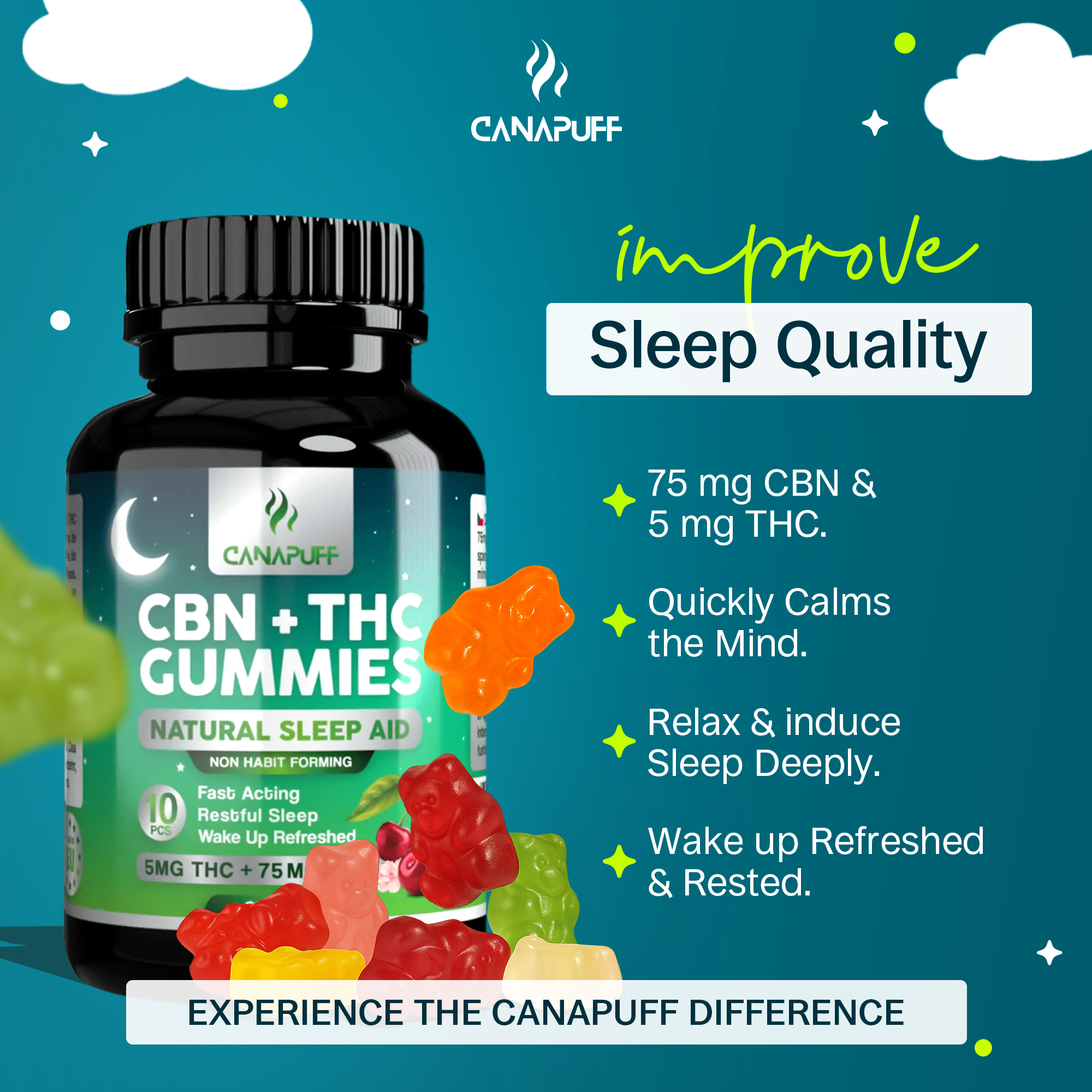 CBN+THC Gumicukorkák - Cherry-Canapuff