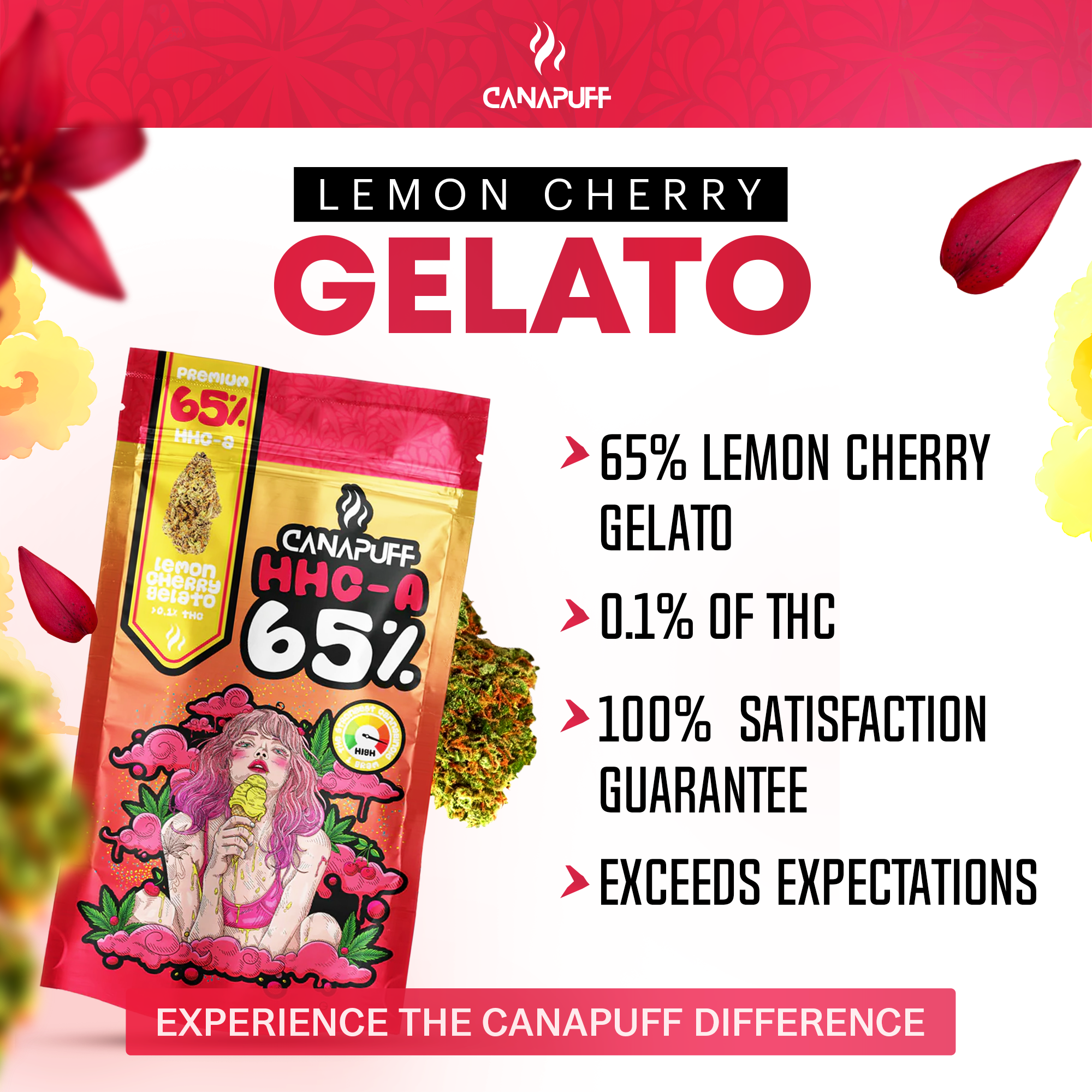 Canapuff - Lemon Cherry Gelato 65% - HHC-A Virágzat-Canapuff