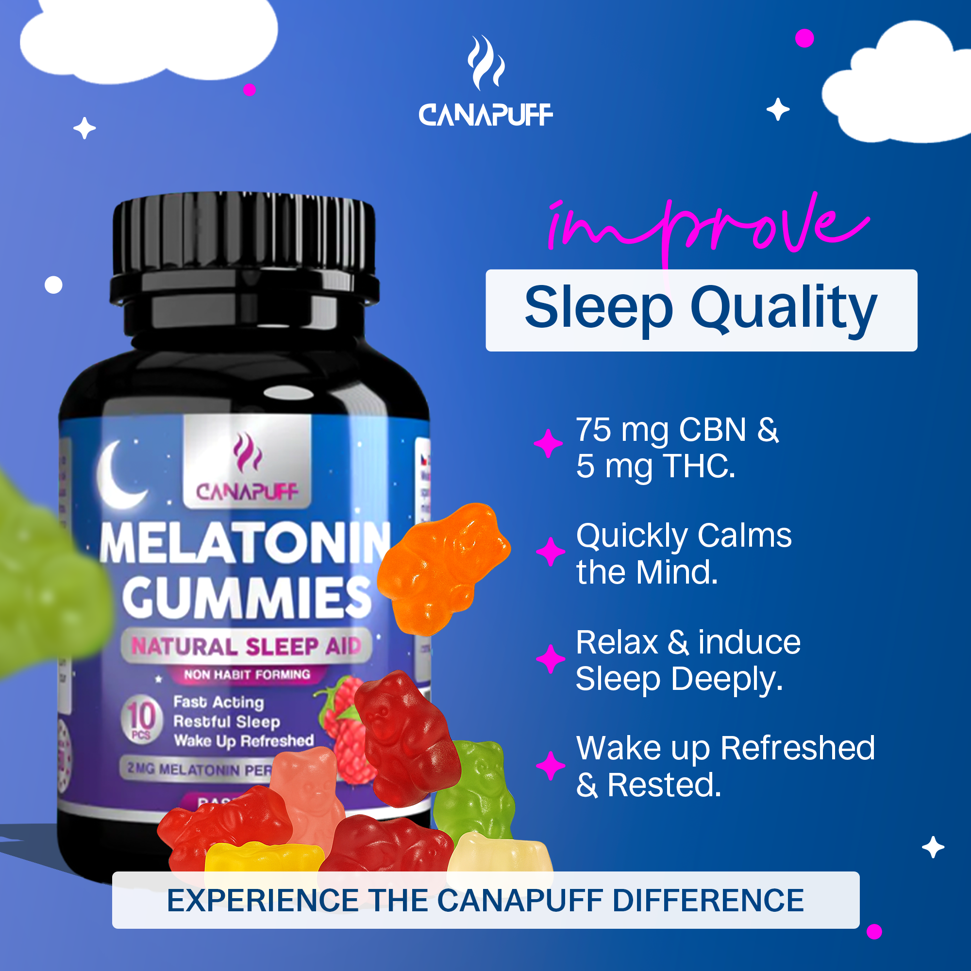 Melatonin Gumicukorkák - Málna-Canapuff