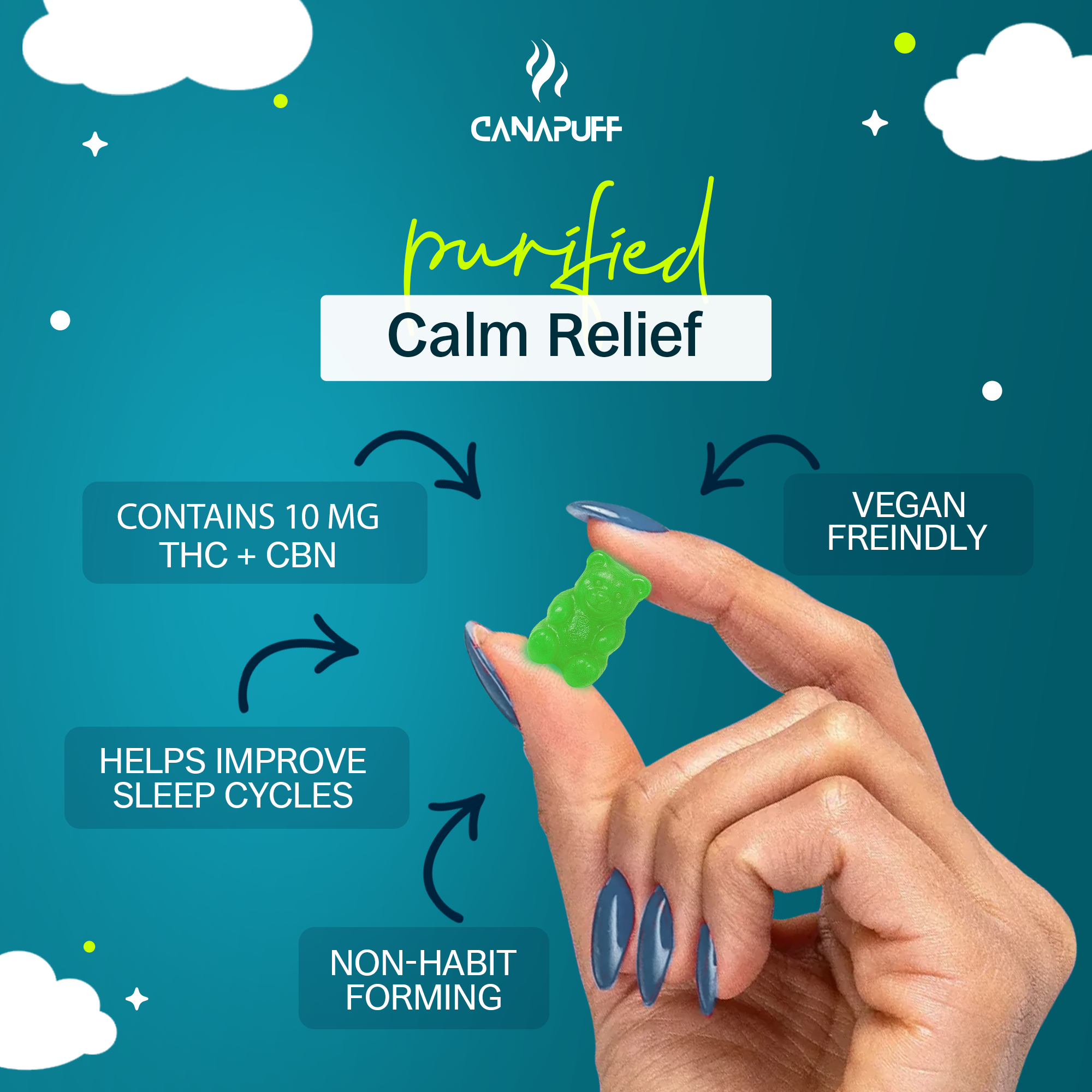 CBN+THC Gumicukorkák - Cherry-Canapuff