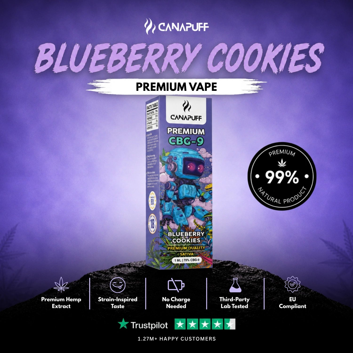 CBG9 Vape Blueberry Cookie 79% 1 ml