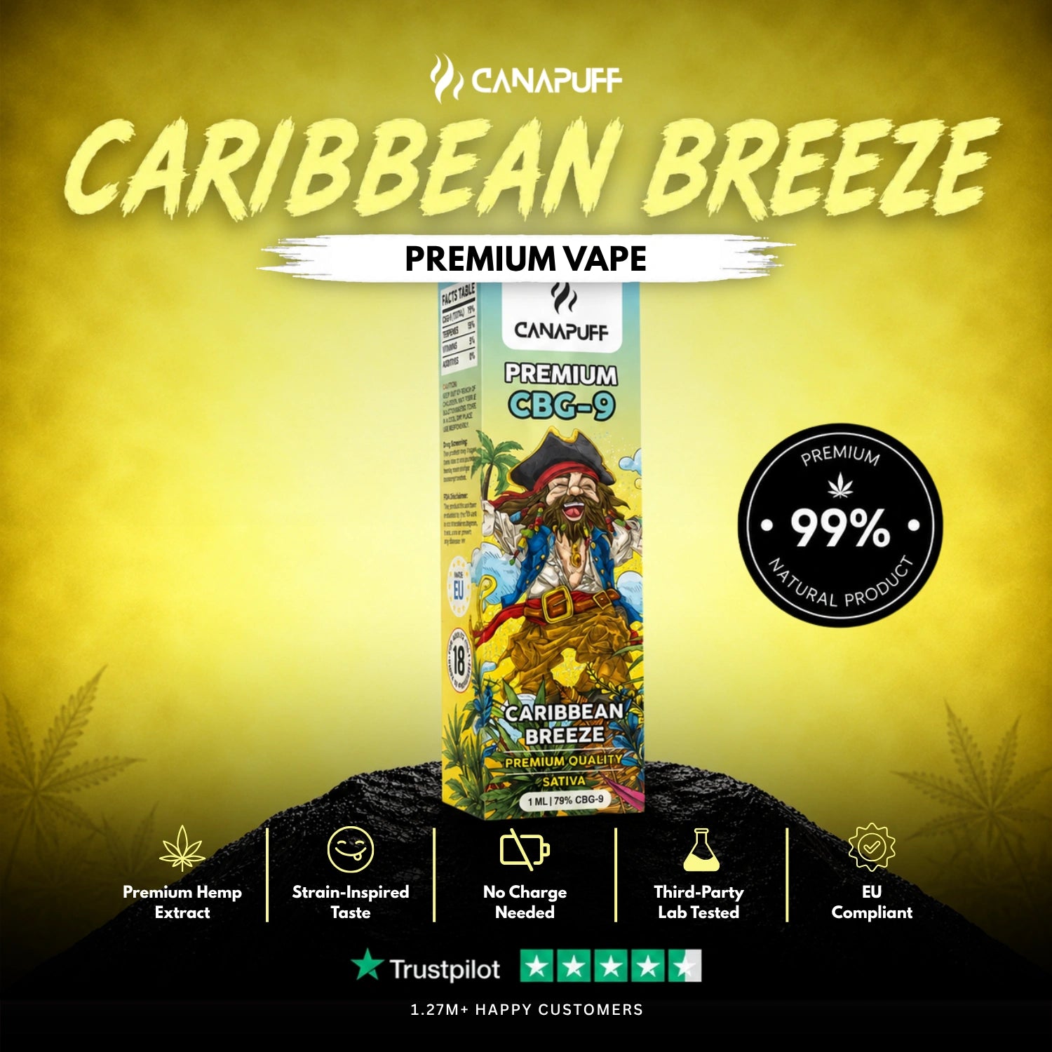 CBG9 Vape Caribbean Breeze 79% 1 ml