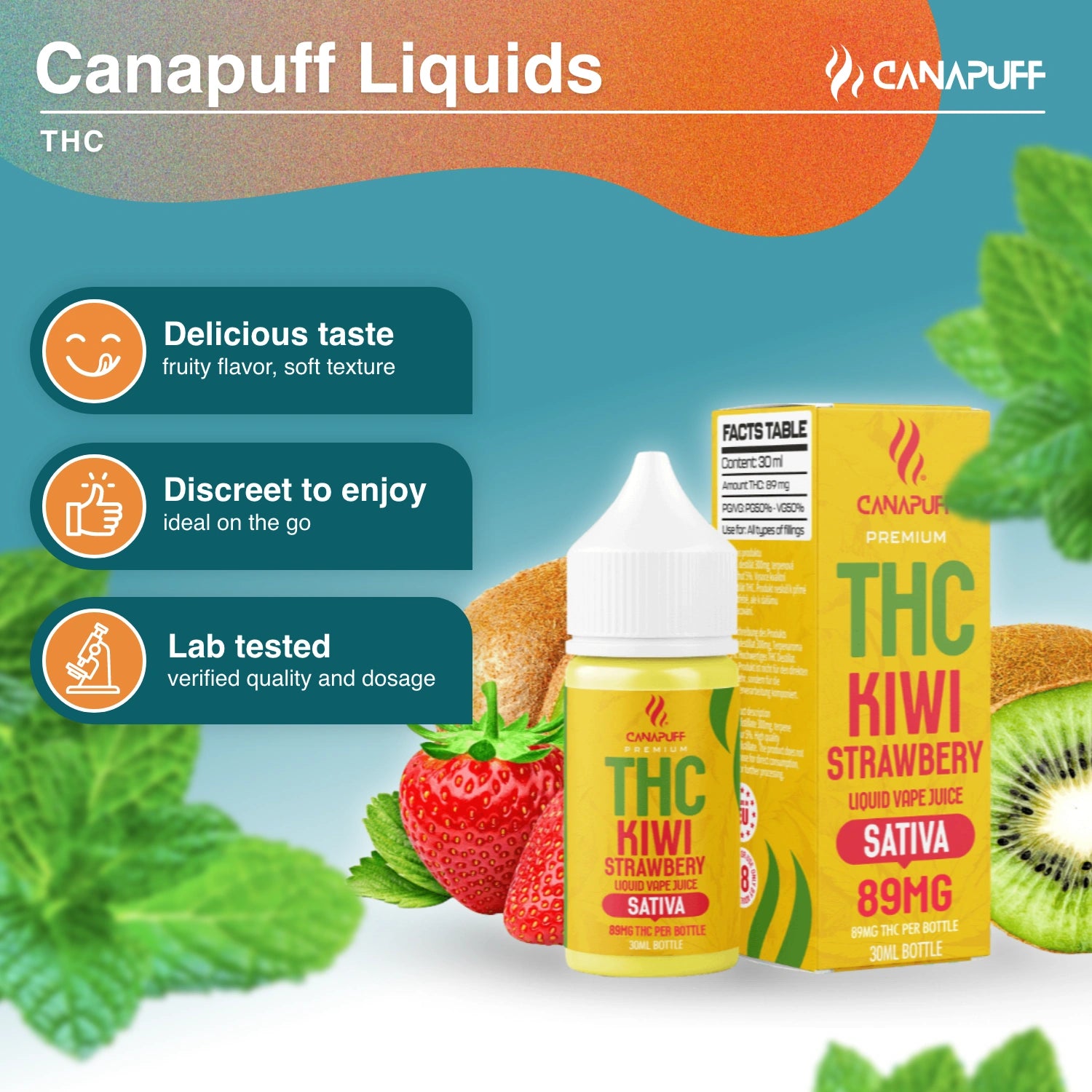 THC Liquid 89mg - Kiwi Eper - 30ml - Canapuff
