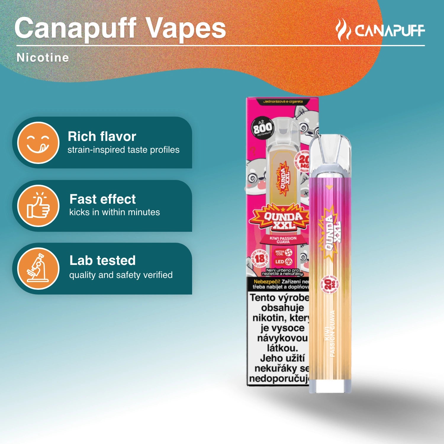 Qunda XXL Kiwi Passion Guava - Nikotin Vape - Canapuff