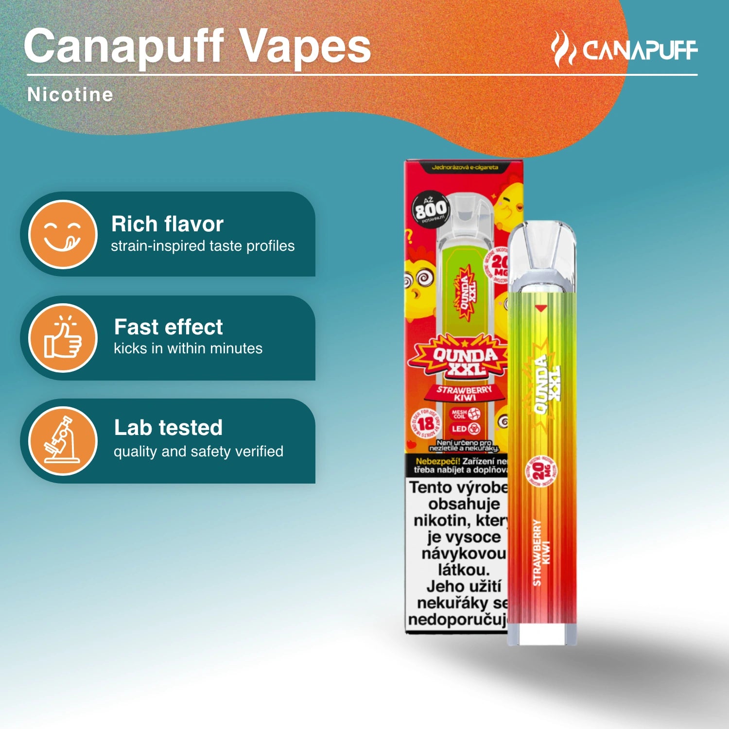 Qunda XXL Eper-Kivi - Nikotin Vape - Canapuff