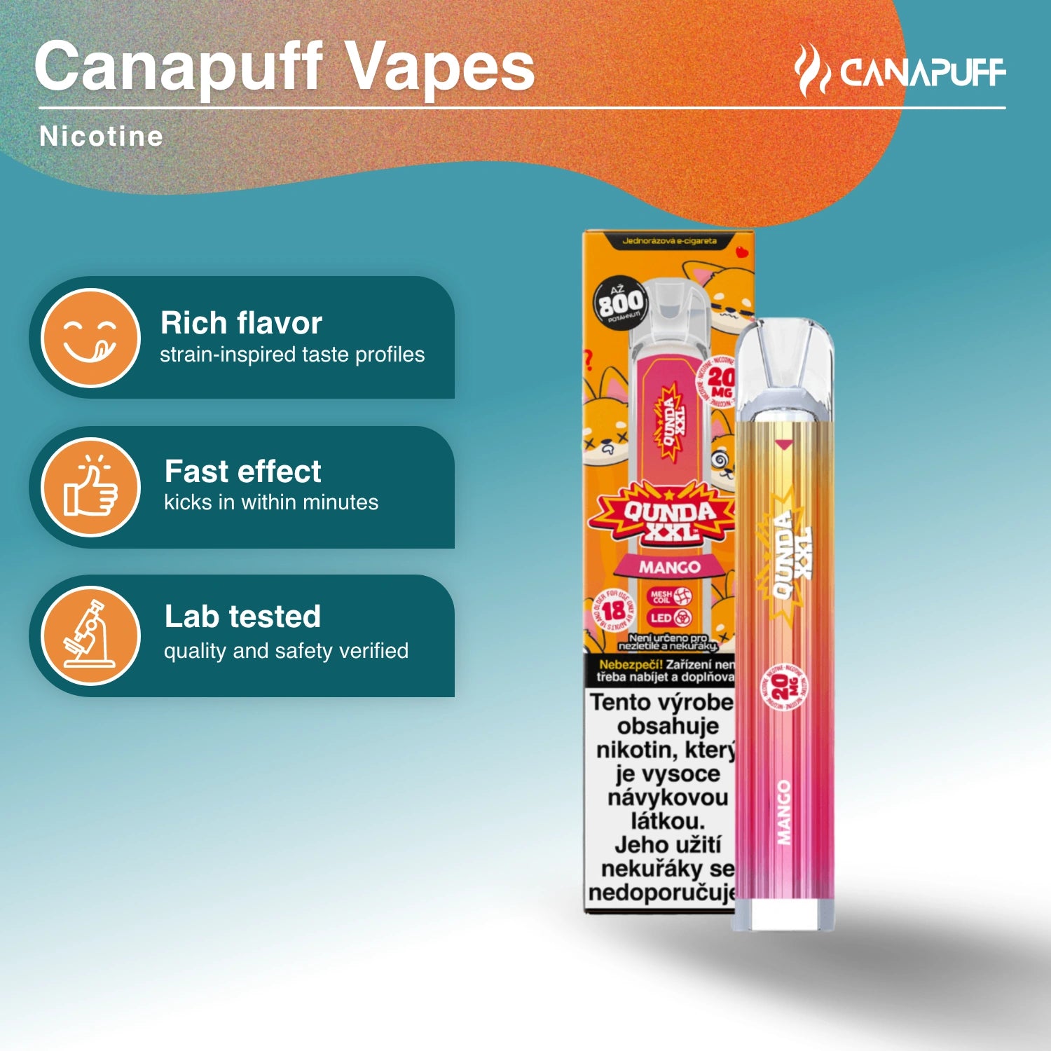 Qunda XXL Mango - Nikotinos Vape - Canapuff