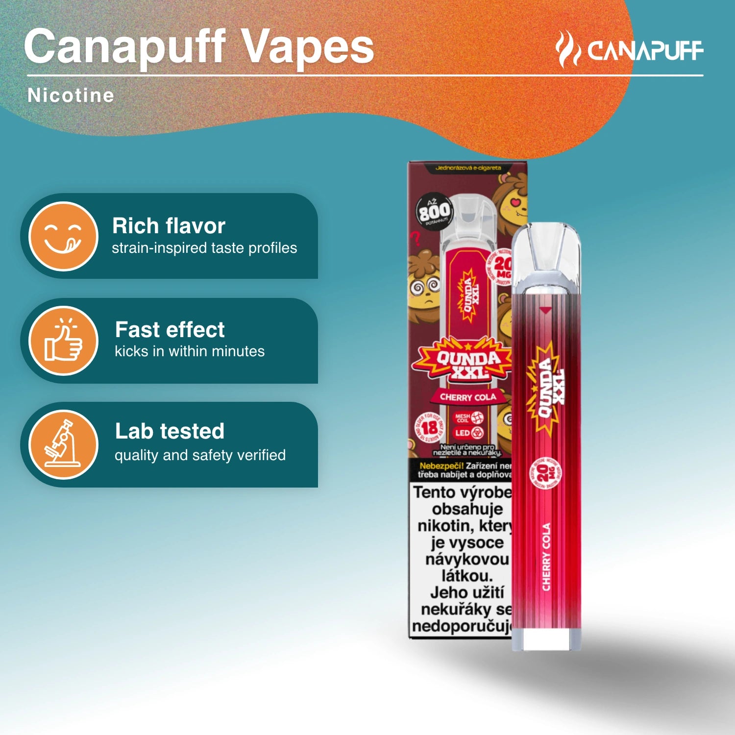 Qunda XXL Cherry Cola - Nikotinos Vape - Canapuff