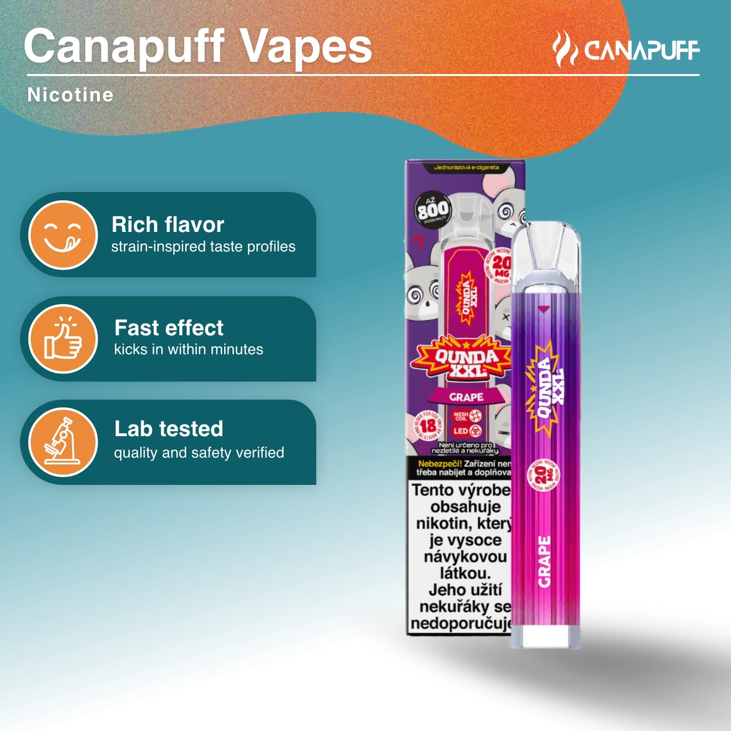 Qunda XXL Grape - Nikotinos Vape - Canapuff