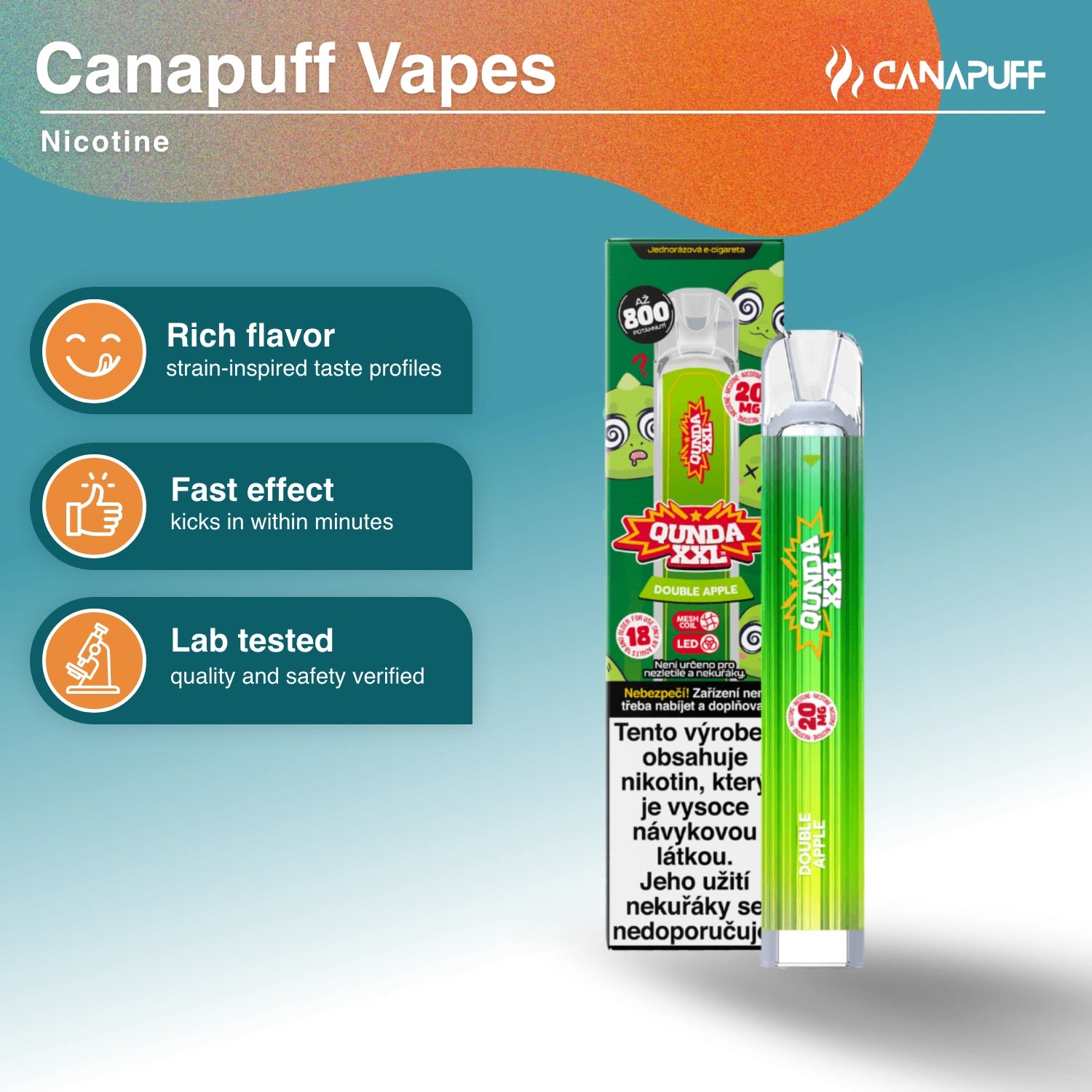 Qunda XXL Double Apple - Nikotin Vape - Canapuff