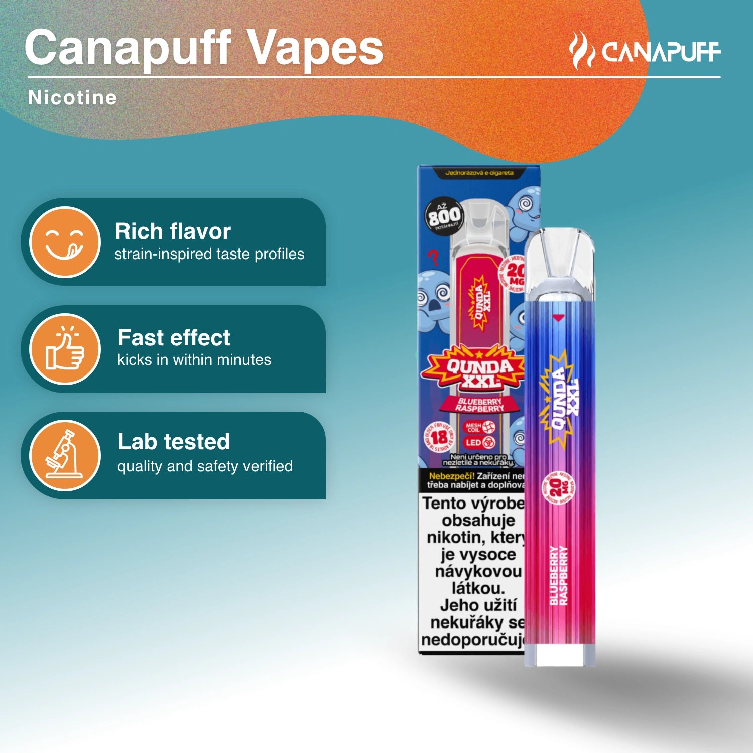 Qunda XXL Blueberry Raspberry - Nikotin Vape - Canapuff