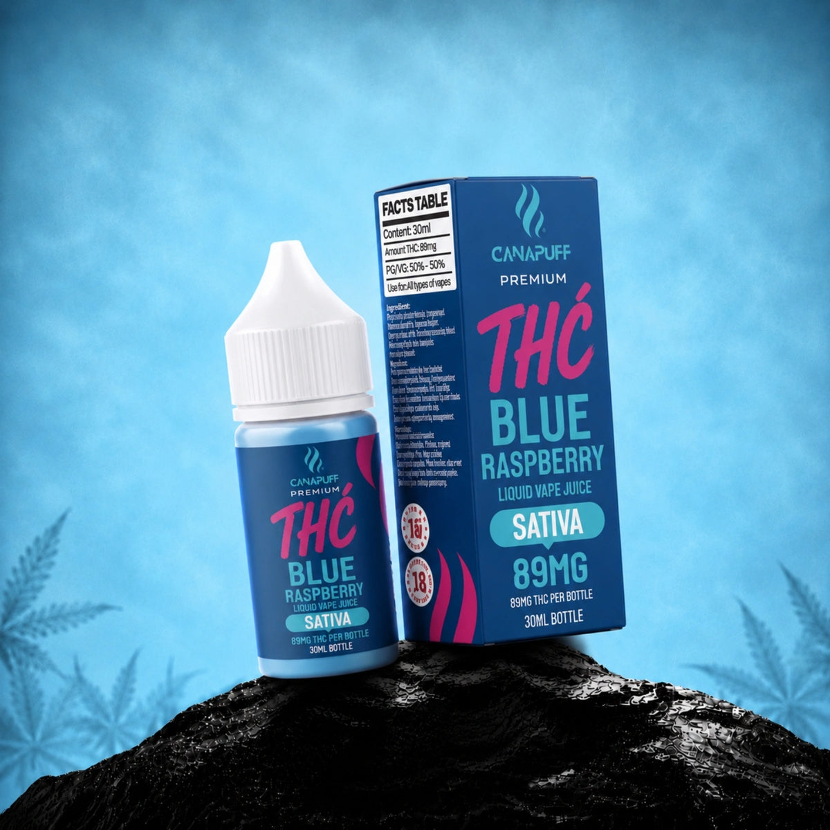 Canapuff Blue Raspberry vape liquid, Delta-9 THC 89mg, 30ml-es üveg