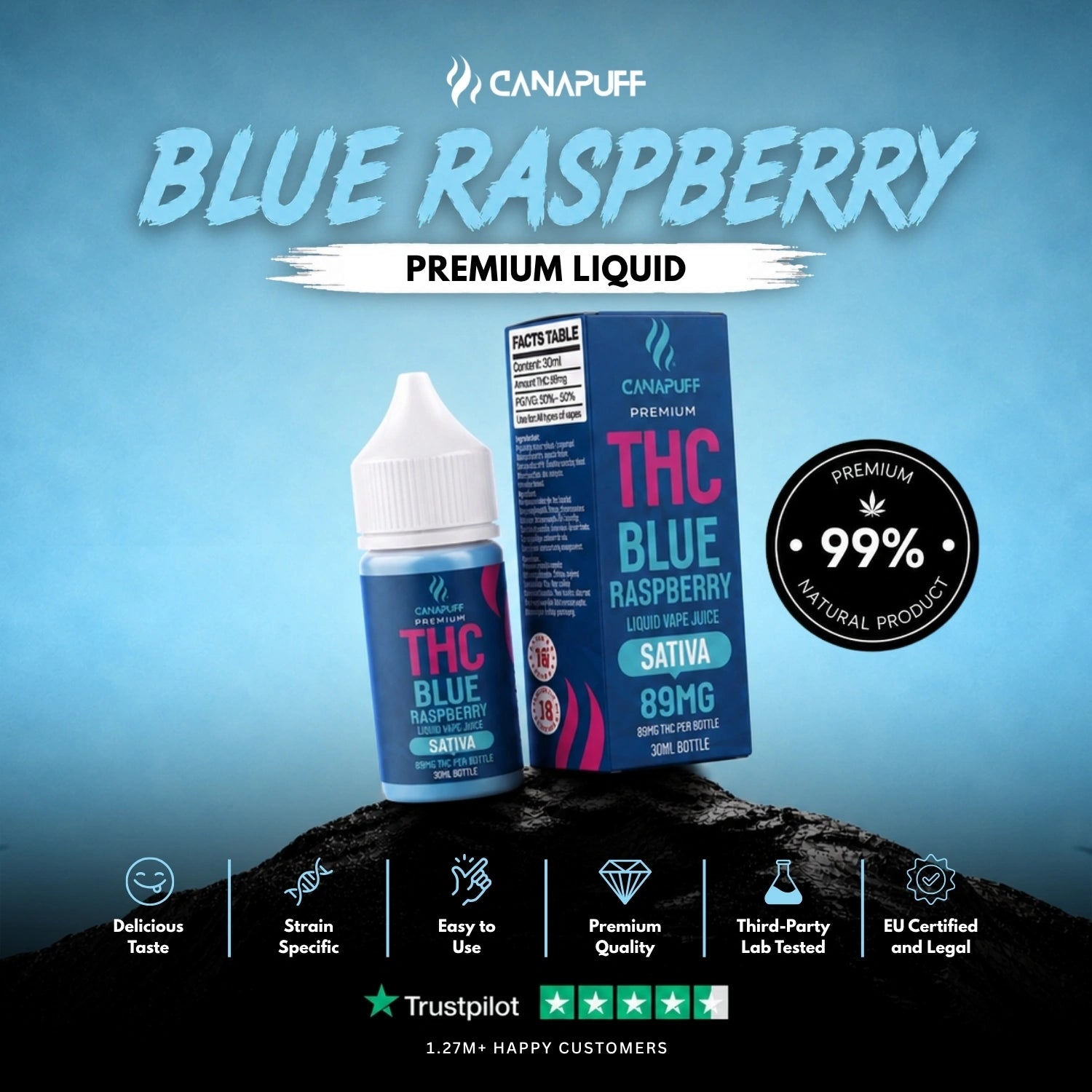 THC Liquid Kék málna 89 mg 30 ml