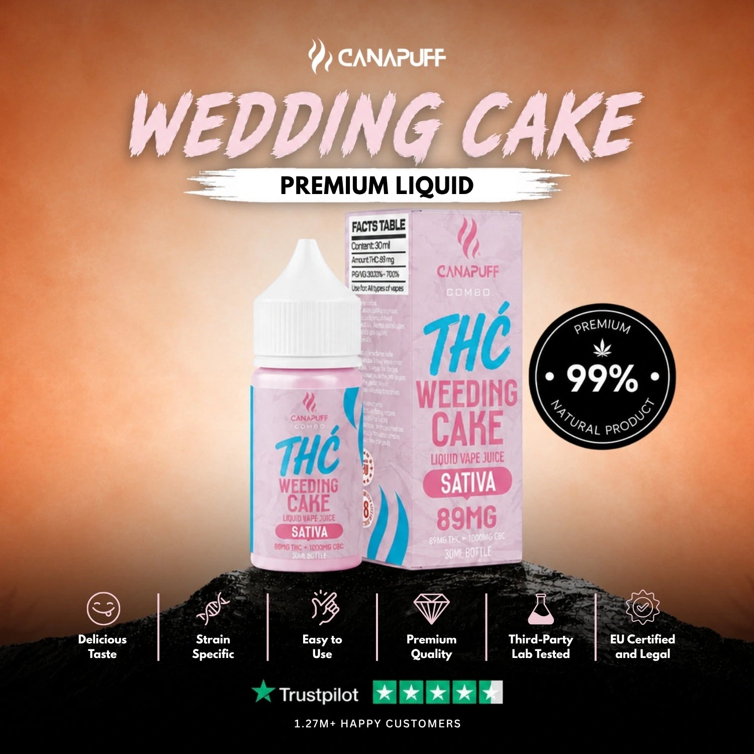 THC Liquid 89 mg 1000 mg CBC Weeding Cake 30 ml