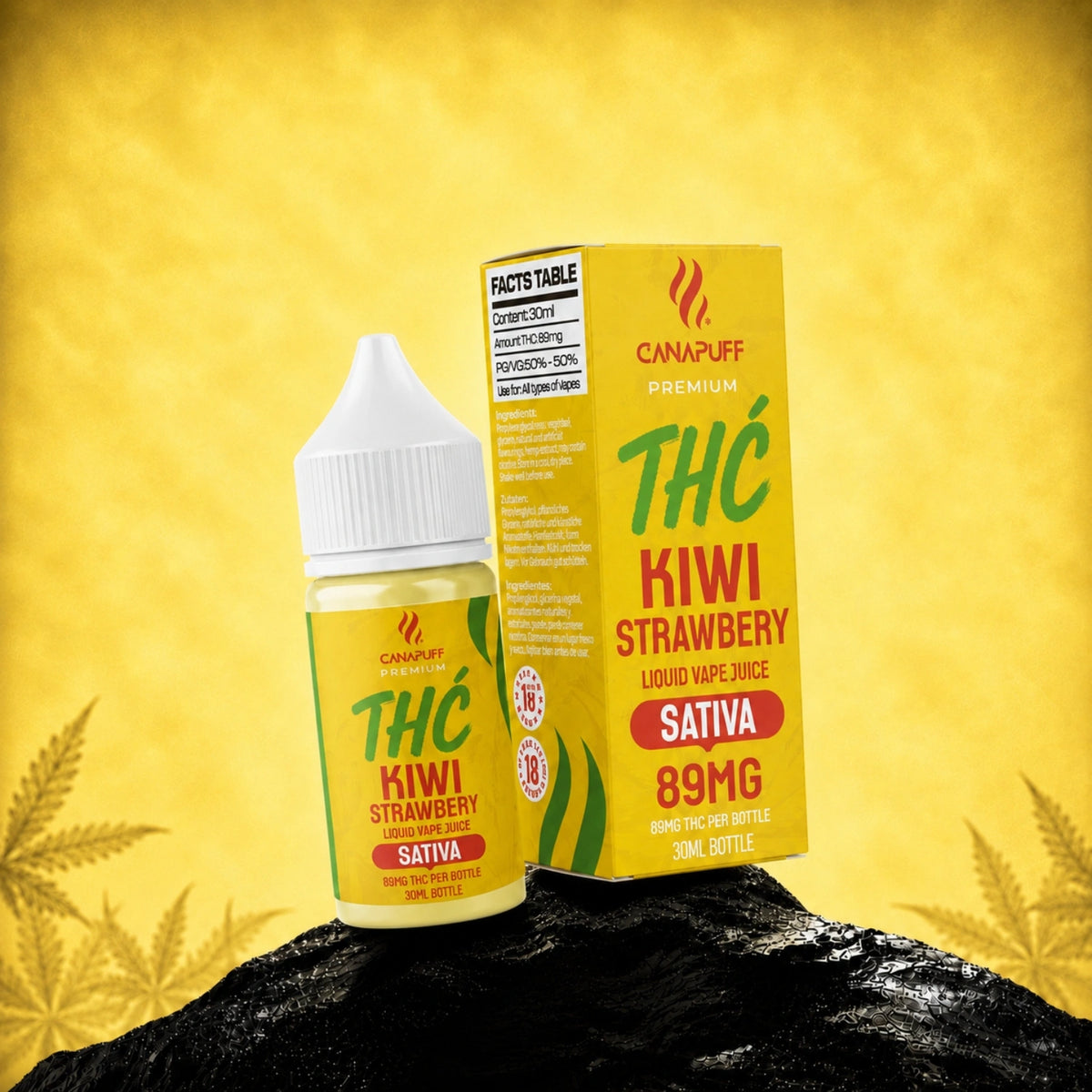 Canapuff Delta 9 Liquid Kiwi Strawberry Sativa, 89mg, 30ml-es vape folyadék üveg