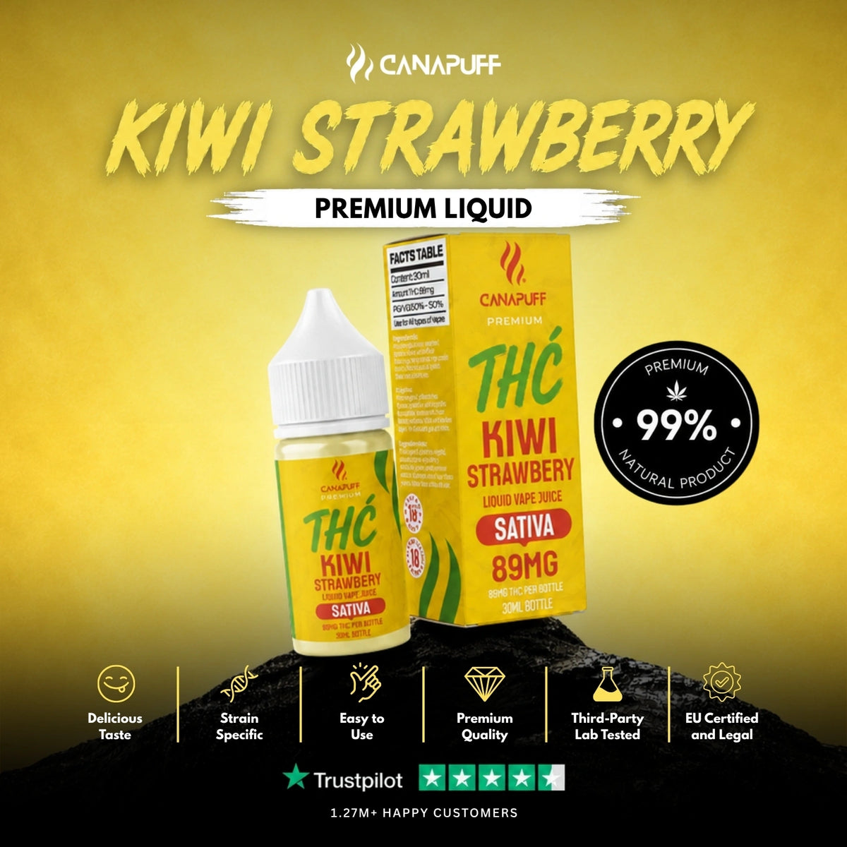THC Liquid kivi Strawberry 89 mg 30 ml