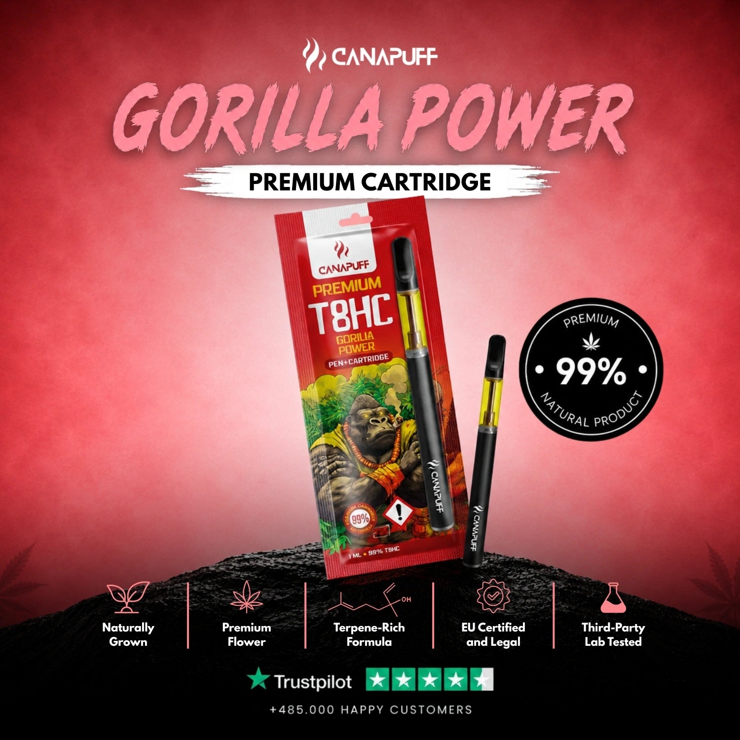 T8HC Pen+Patrón Gorilla Power 99%