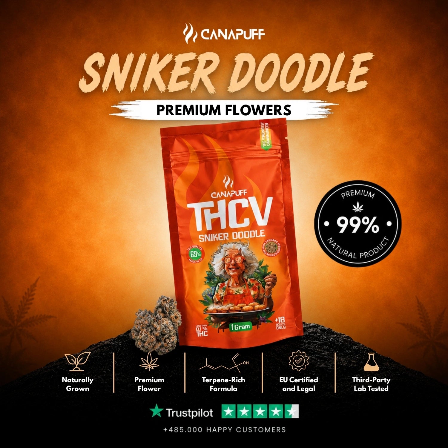 THCv Virágzat Sniker Doodle 69%