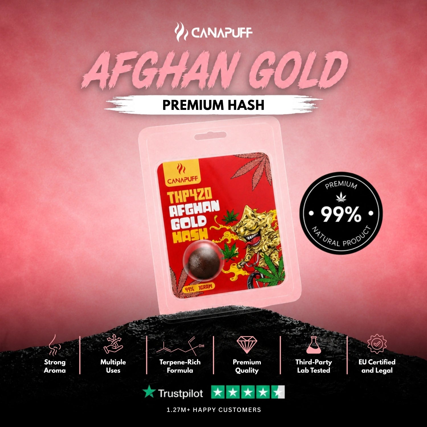 THP420 Hash Afghan Gold 99%