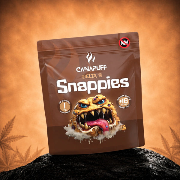 Canapuff Delta 9 Snappies kenderből származó Delta-9 THC cookie snack tasak