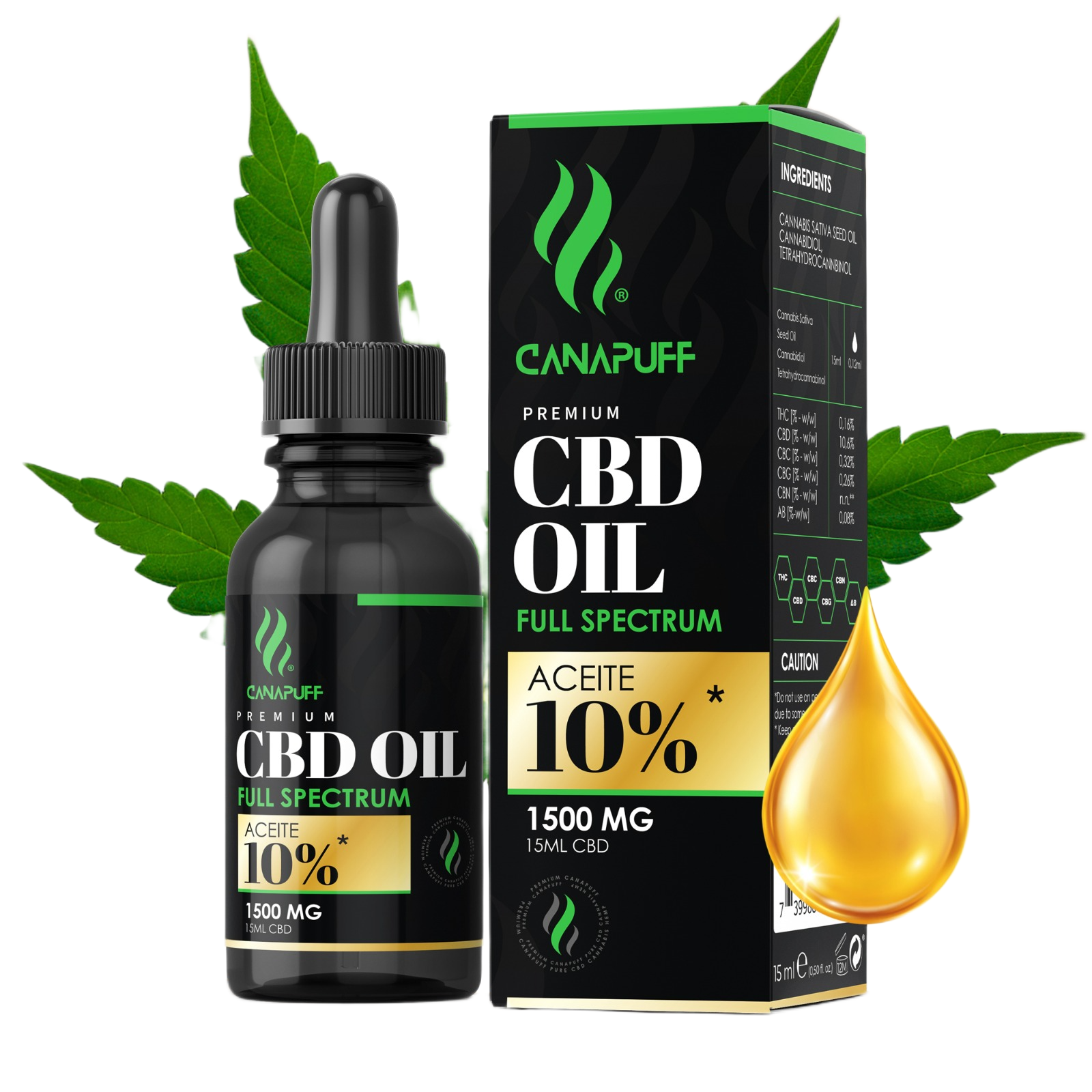 CBD Olaj Teljes spektrumú, 10%, 15 ml