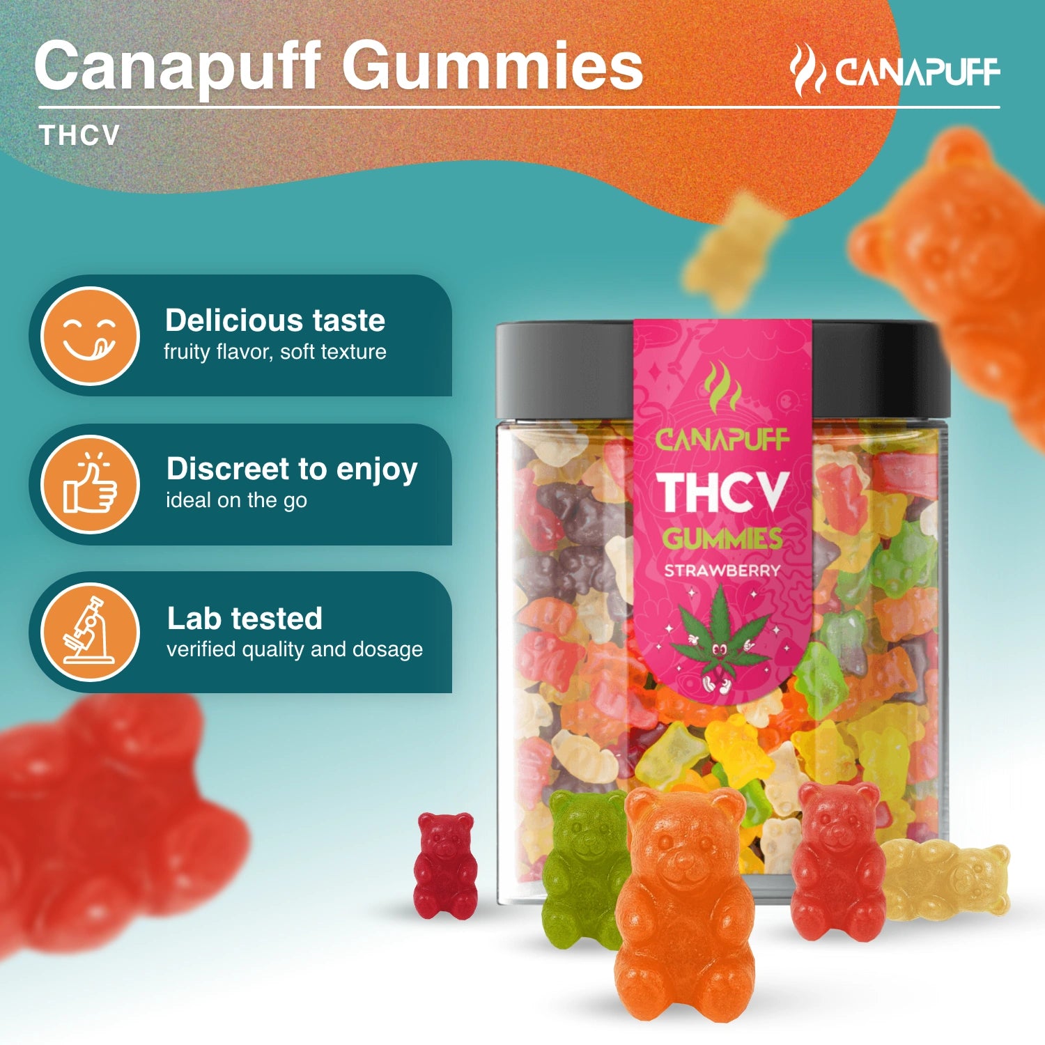 THCv gumicukorkák - Eper - Canapuff