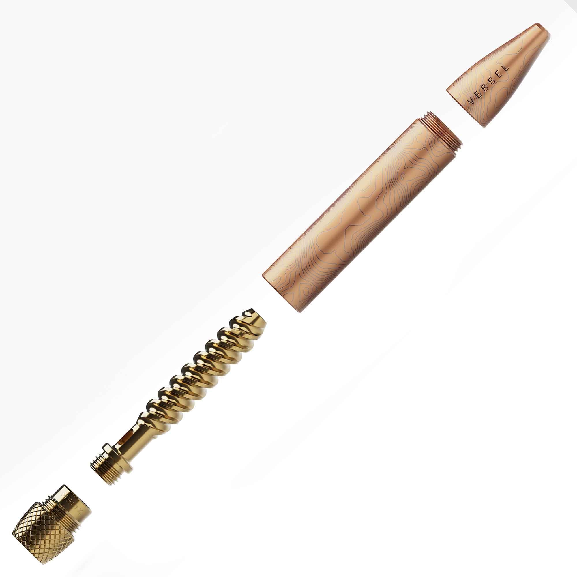 Vessel Pen szétszerelve arany és kék dizájnnal