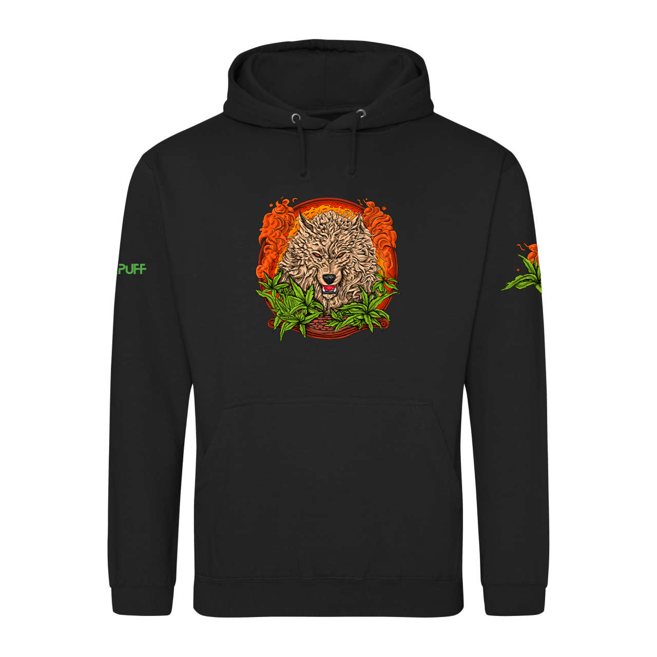 Sweatshirt zöld sárkánnyal és Cannabis levelekkel