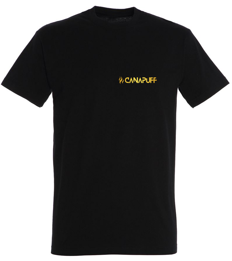 Canapuff fekete T-shirt kis arany "canapuff" felirattal