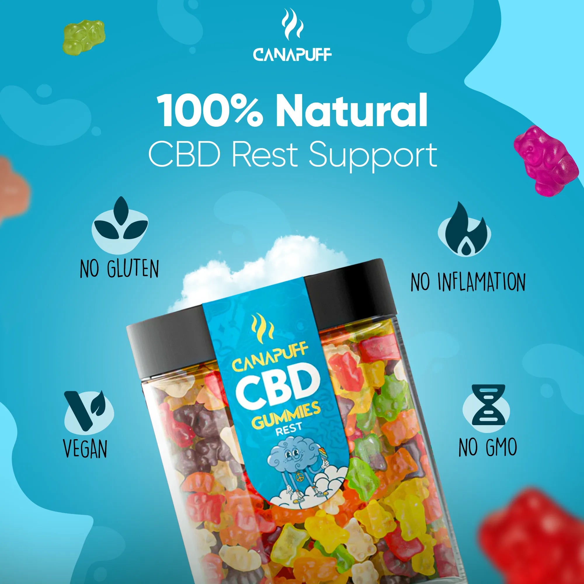 Canapuff - CBD-gumicukorkák - Rest-Canapuff