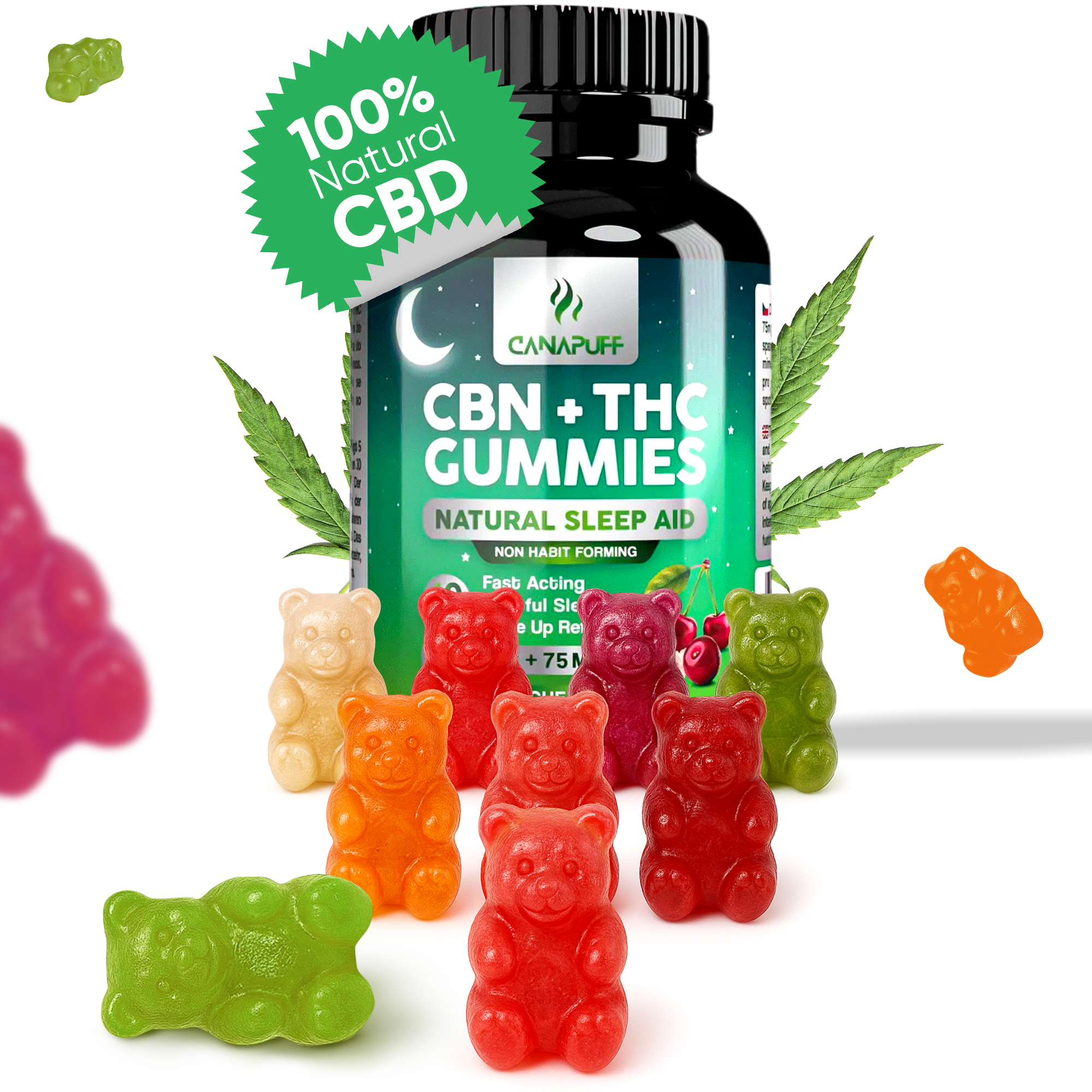 CBN+THC Gumicukorkák - Cherry-Canapuff
