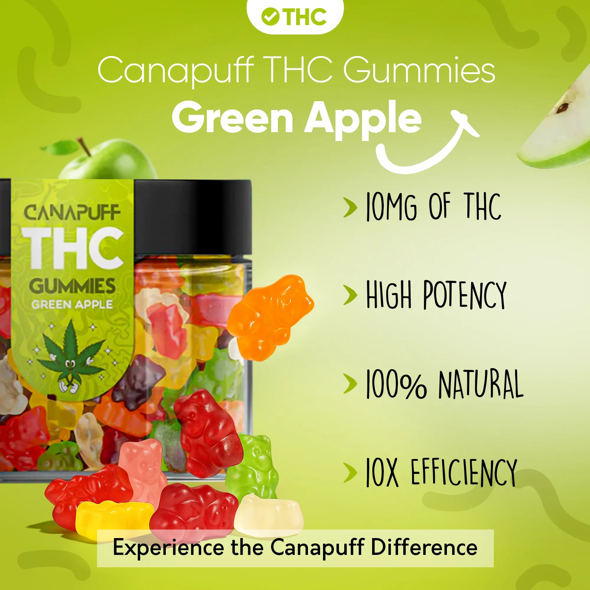 THC gumicukorkák Green Apple-Canapuff