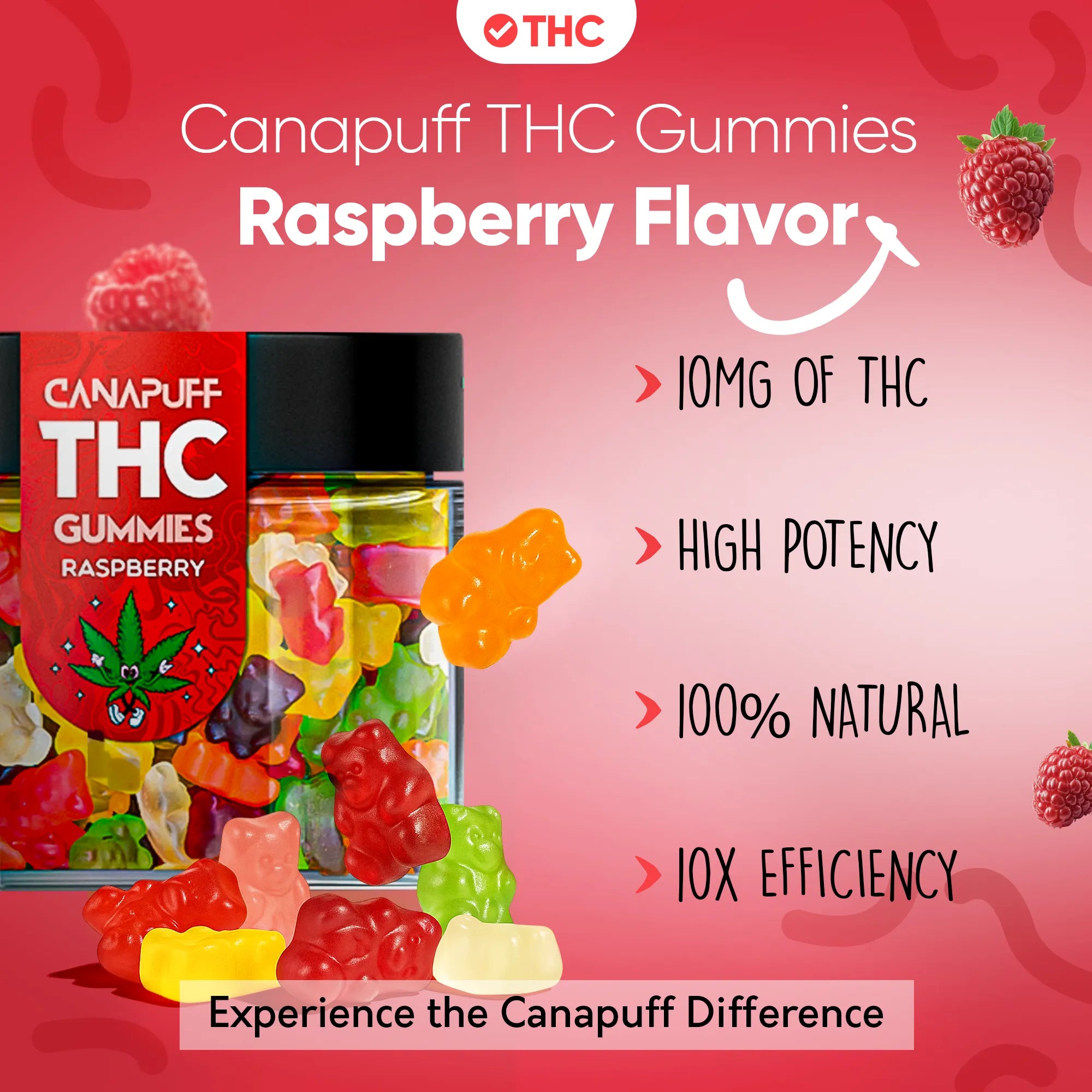 THC gumicukorkák Málna-Canapuff