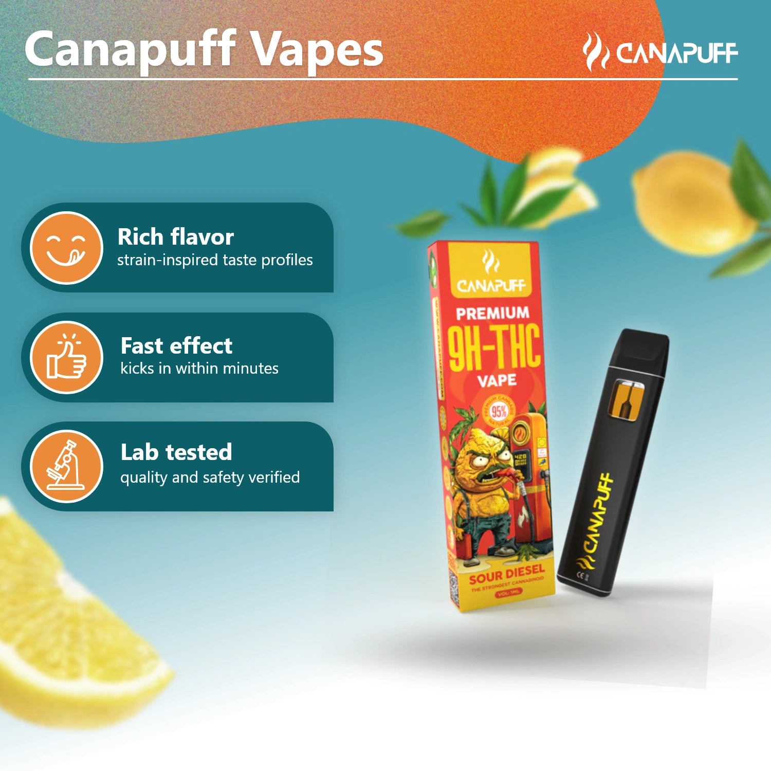 9H-THC Vape Sour Diesel 95% 1 ml