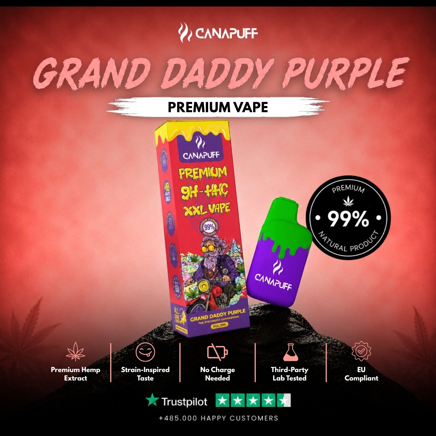 9H-HHC XXL Vape Grand Daddy Purple 99% 2ml
