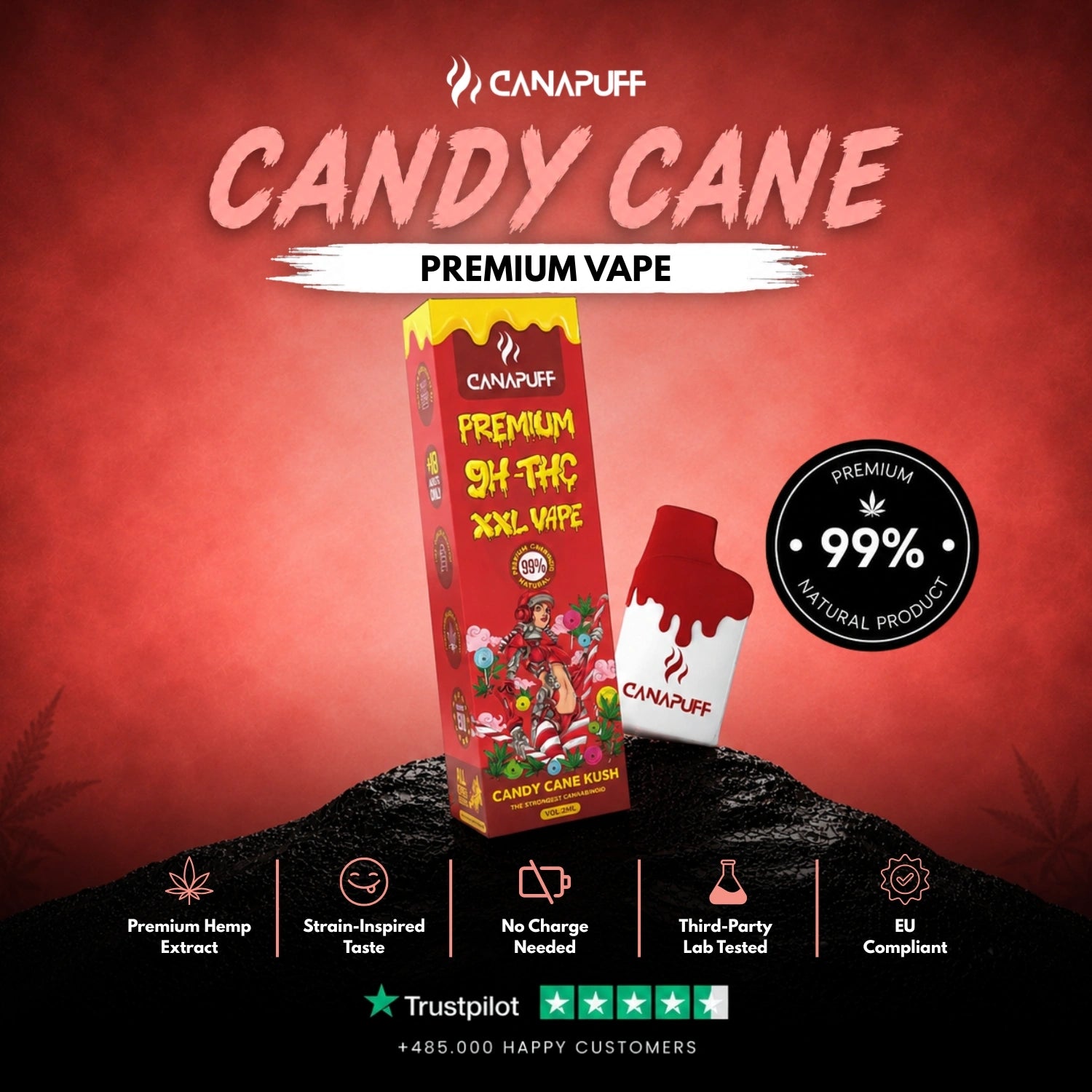 9H-THC XXL Vape Candy Cane Kush 99% 2ml