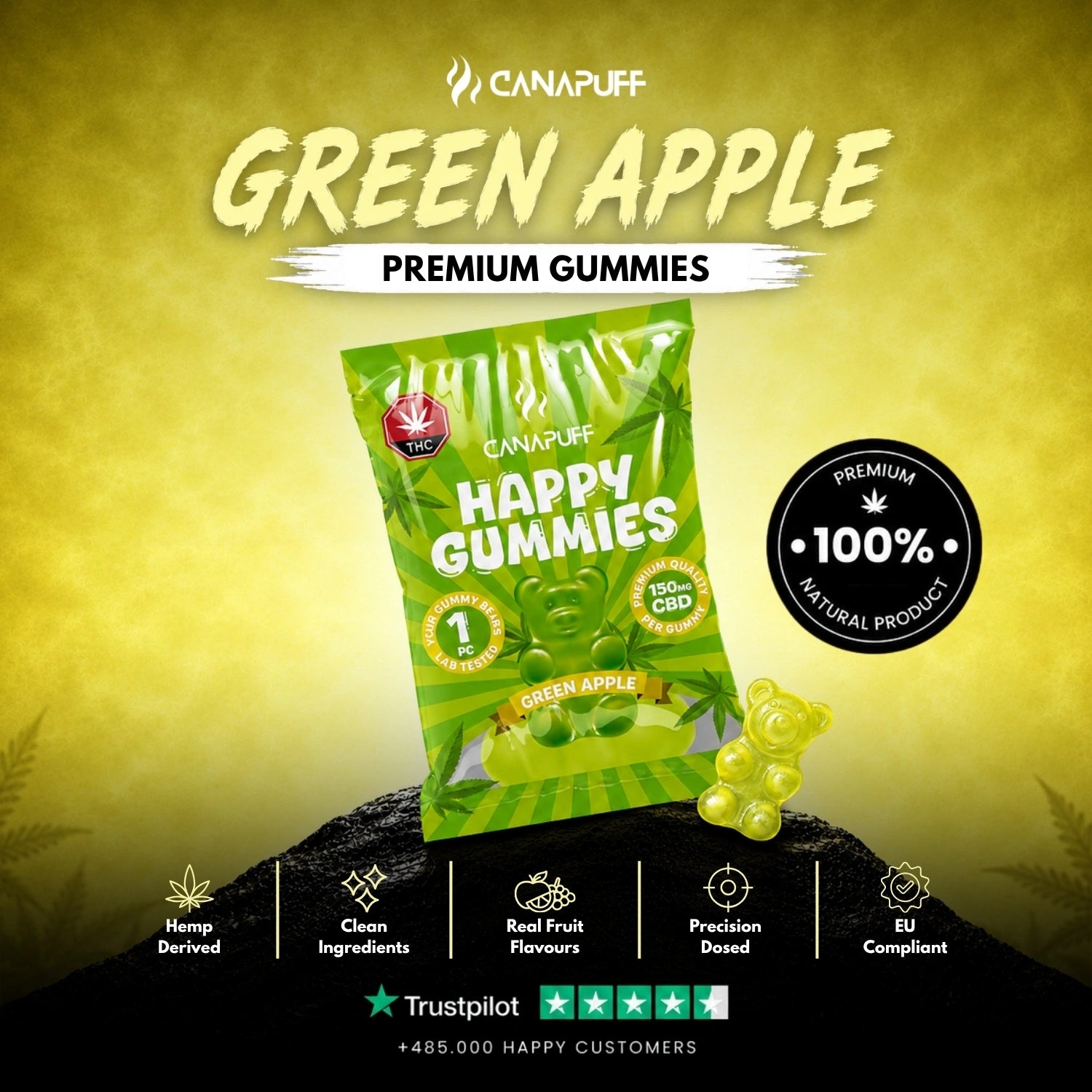 CBD Gumicukorkák Zöld alma