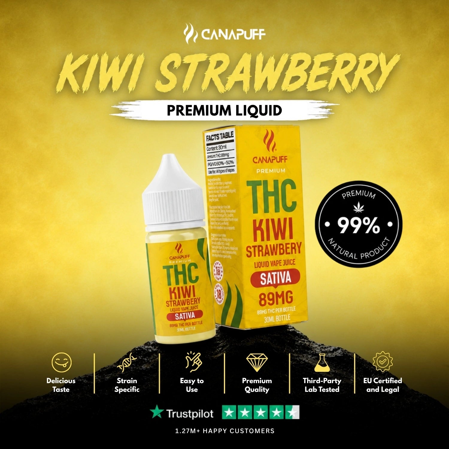 THC Liquid kivi Strawberry 89 mg 30 ml