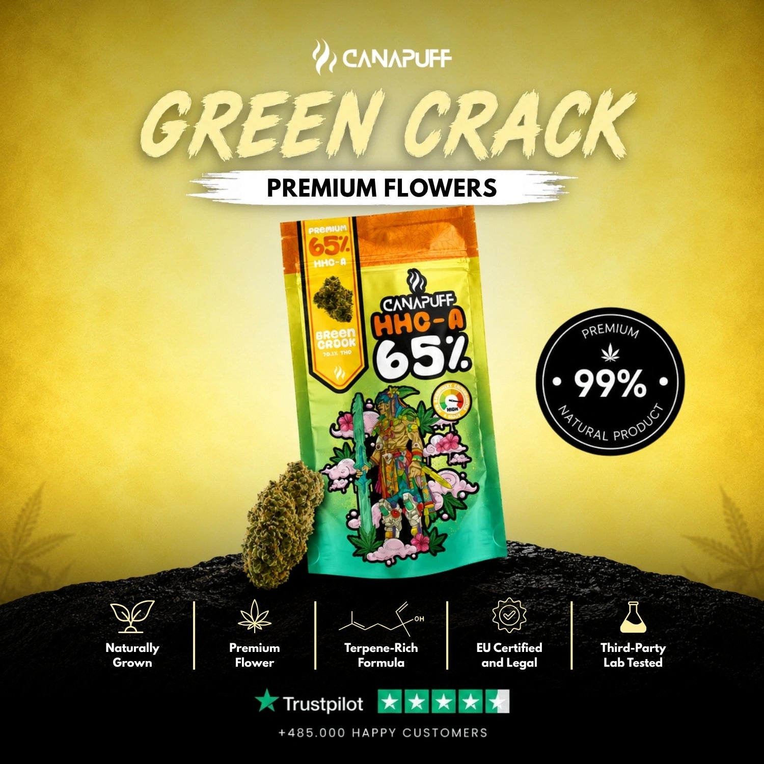 HHC-A Virágzat Green Crack 65%