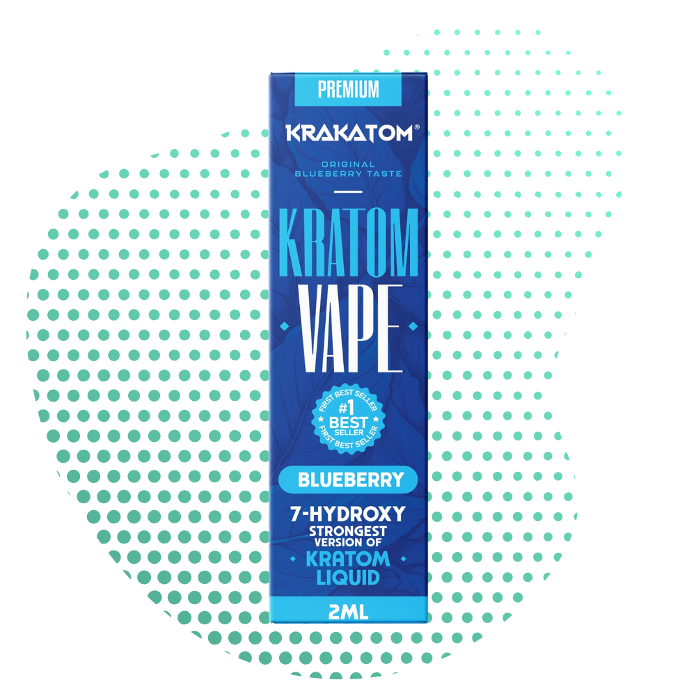 Blue Kratom vape csomagolás áfonyás íz felirattal.