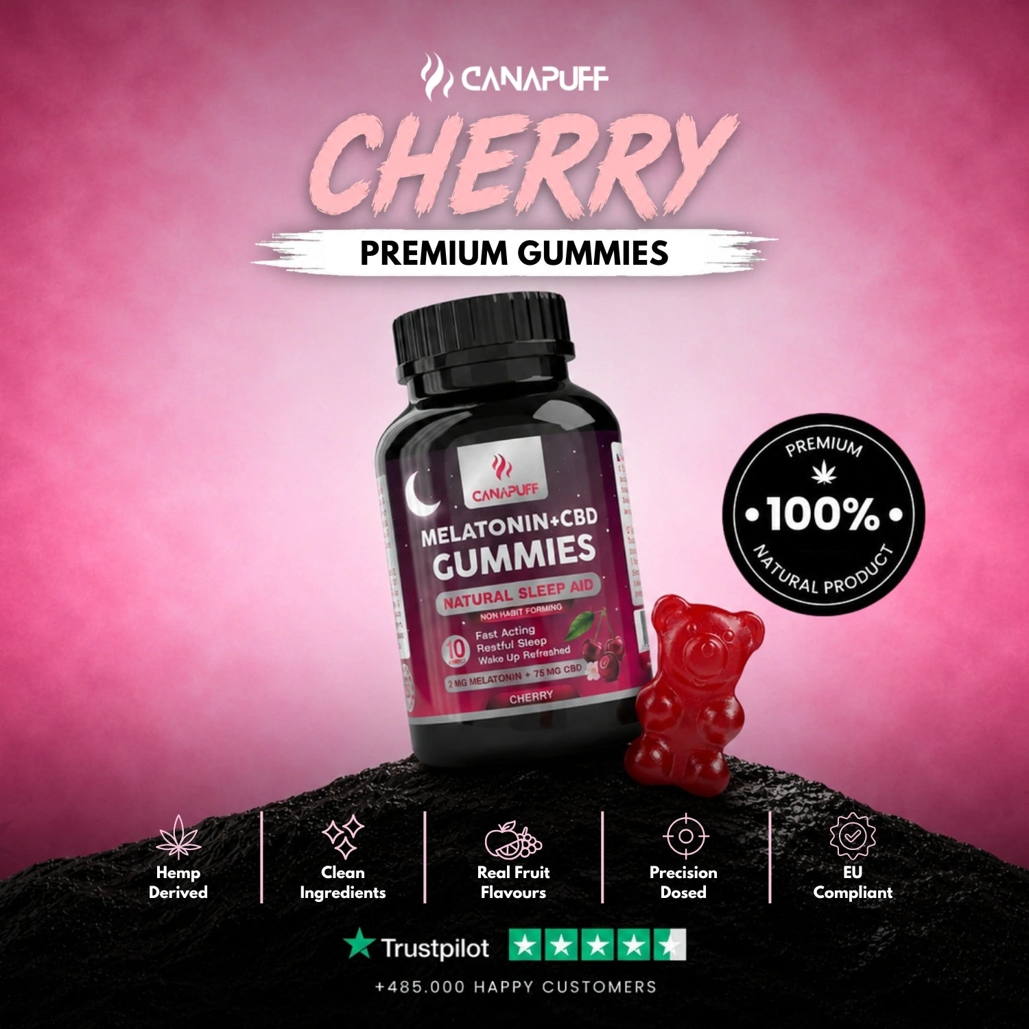 Melatonin+CBD Gumicukorkák cseresznye
