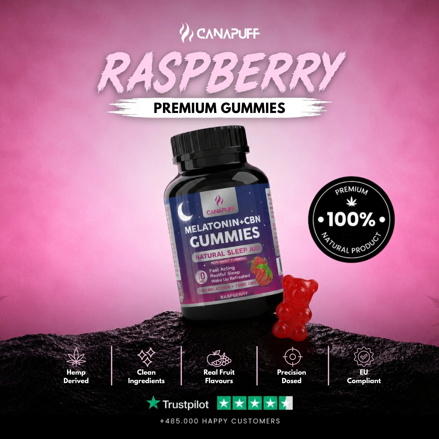 Melatonin+CBN Gumicukorkák Málna