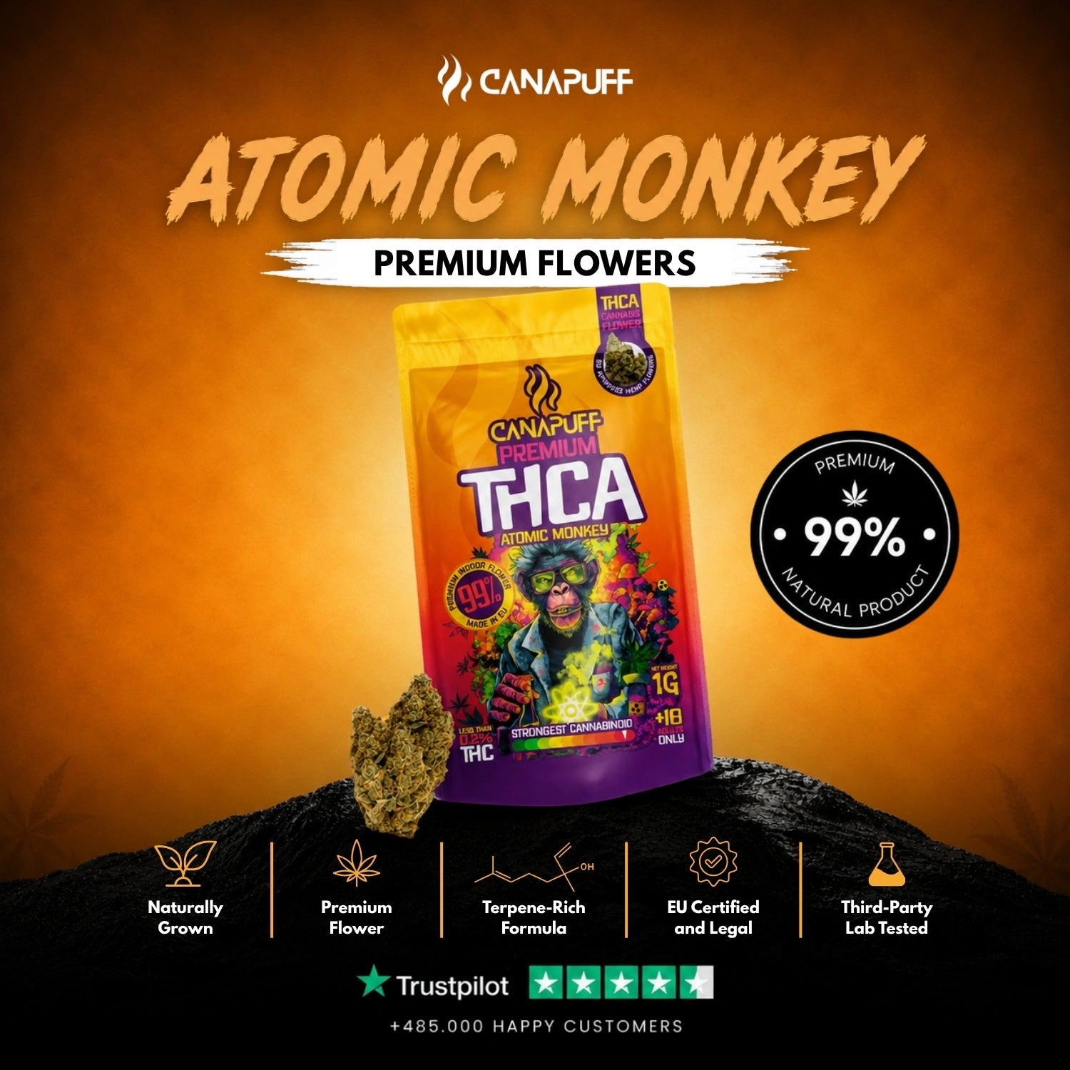 THCA Virágzat Atomic Monkey 99%