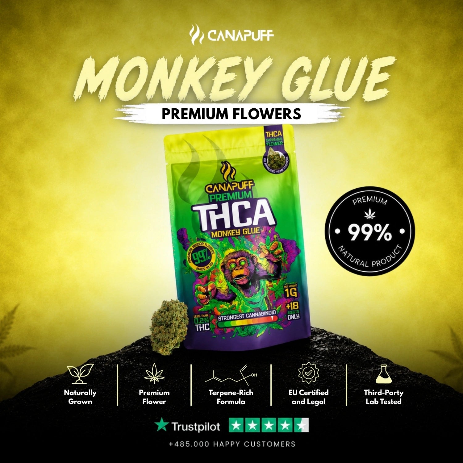 THCA Virágzat Monkey Glue 99%
