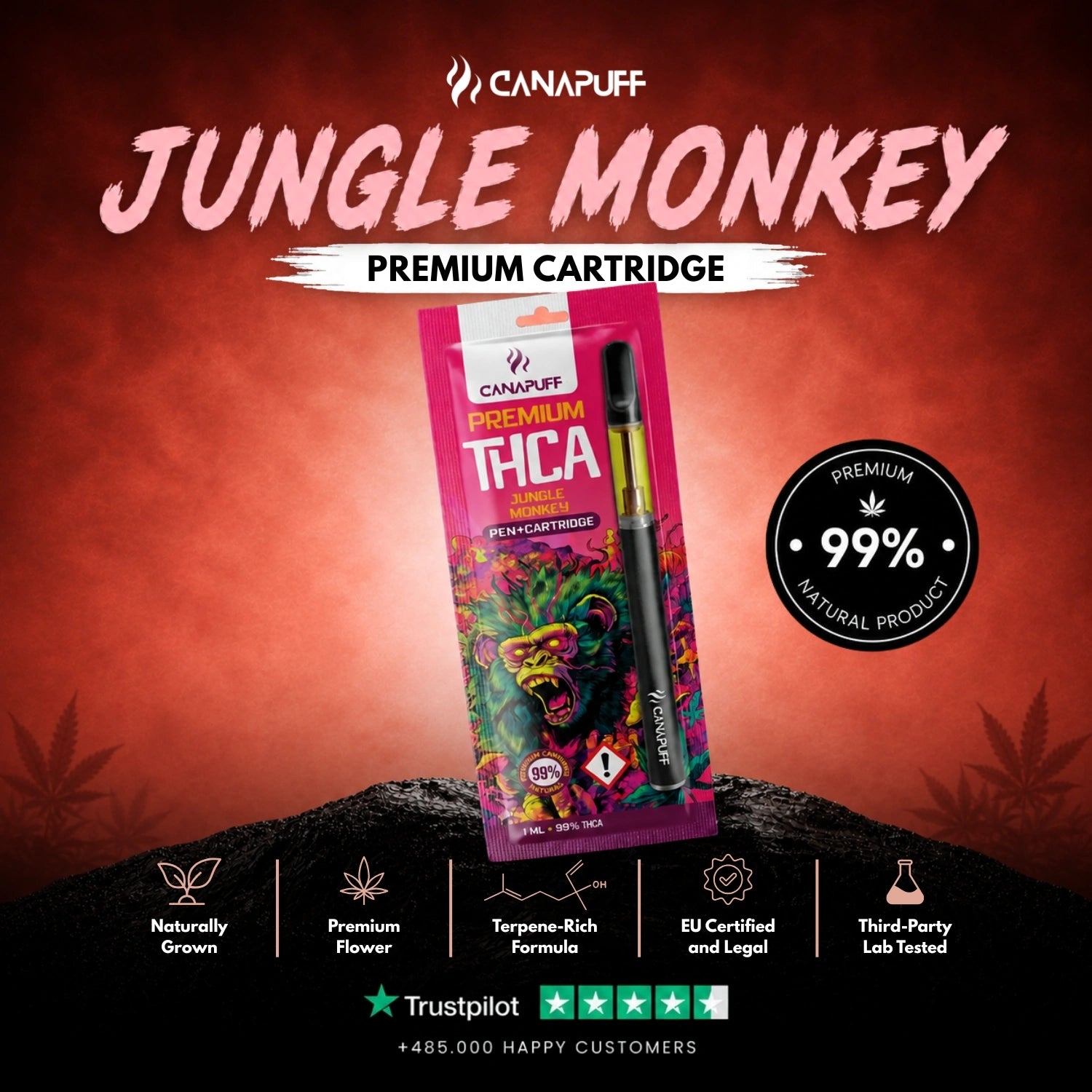 THCA Pen+Patrón Jungle Monkey 99%