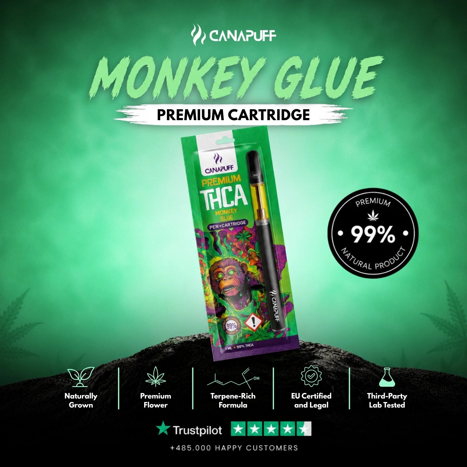 THCA Pen+Patrón Monkey Glue 99%