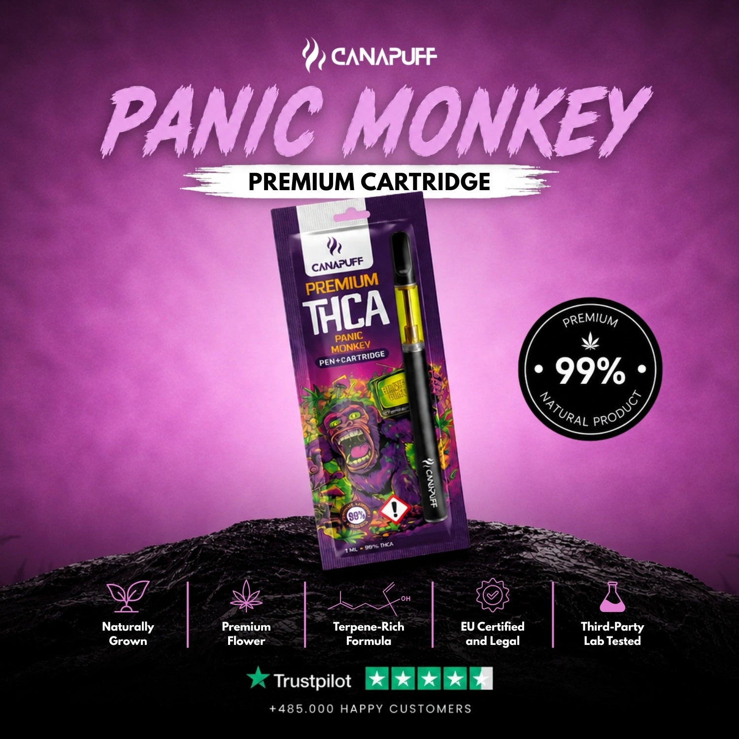 THCA Pen+Patrón Panic Monkey 99%