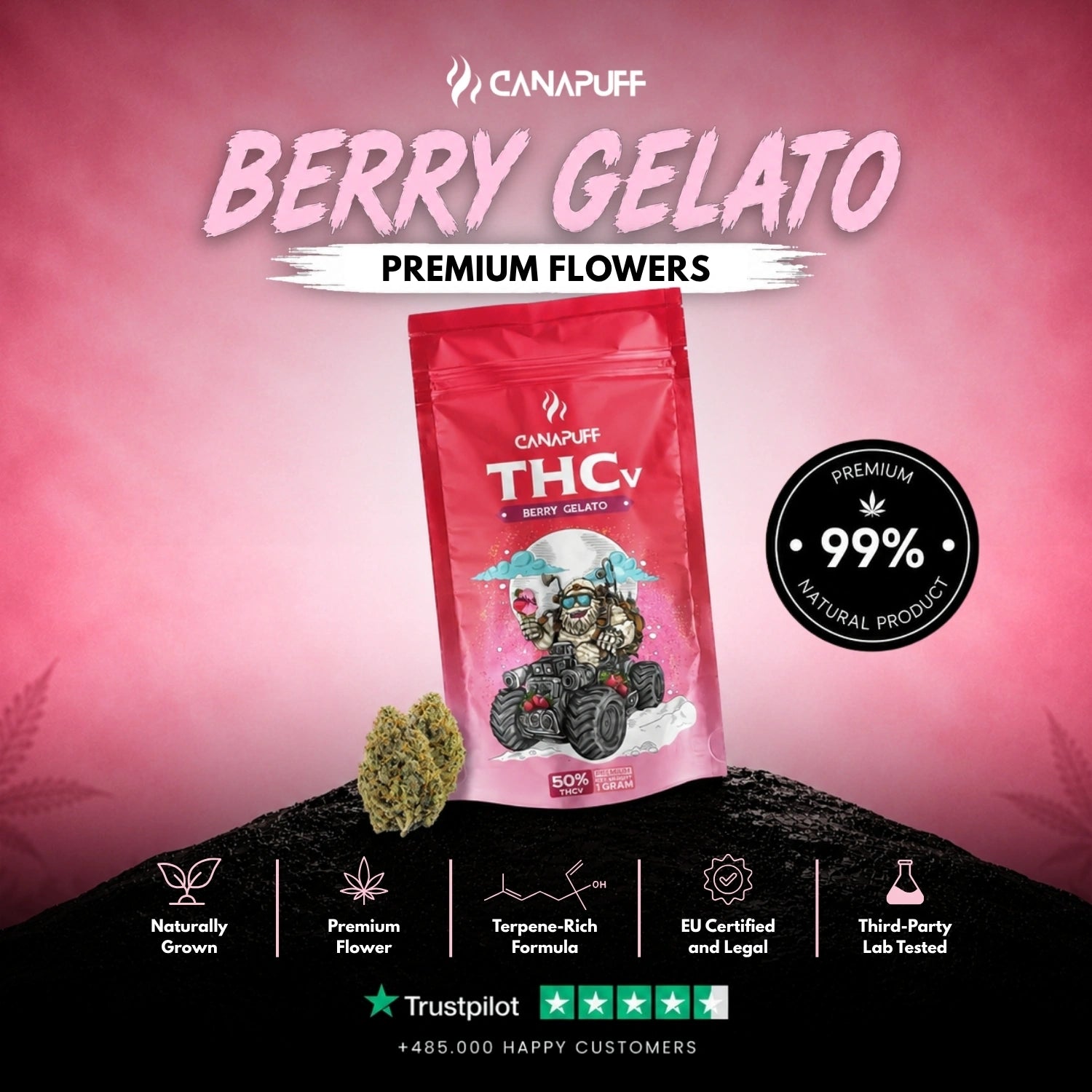 THCv Virágzat Berry Gelato 50%